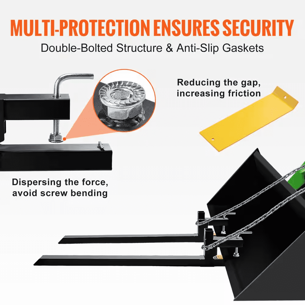 2000 Lbs. Capacity Pallet Forks 60 In. Heavy Duty Tractor Bucket Forks Front Loader Attachment for Agriculture and Farm - Image 6