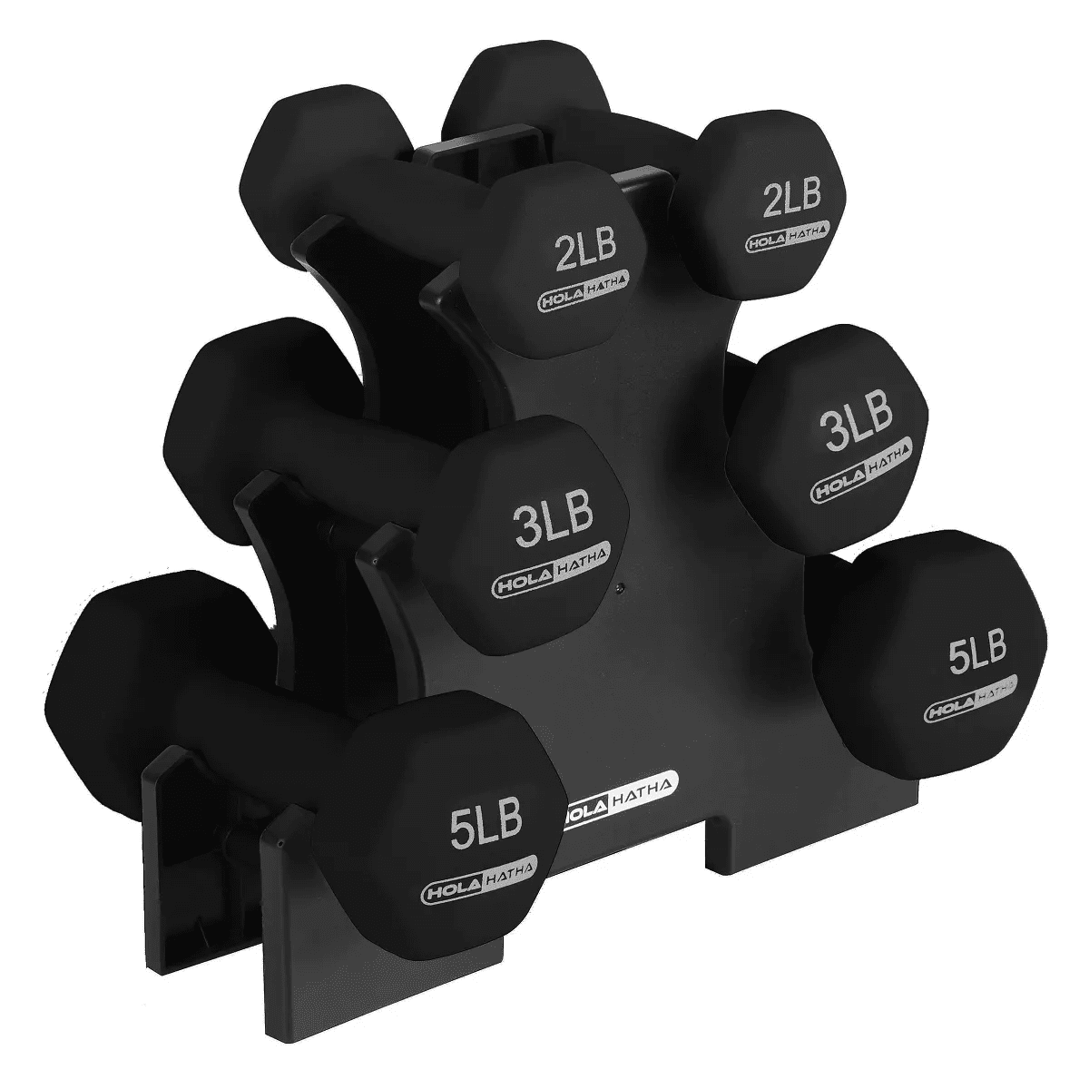 Holahatha Hex Dumbbell Set with Hand Weights and Storage Rack - Image 9