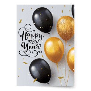 , Special Thoughts Happy New Year 2024 Cards, Balloons (6 Cards with White Envelopes)