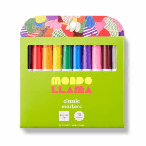 10Ct Markers Broad Tip Classic Colors - Mondo Llamaâ„¢: School Supplies, Thick Permanent, 2Mm, Multicolored, Ages 3+