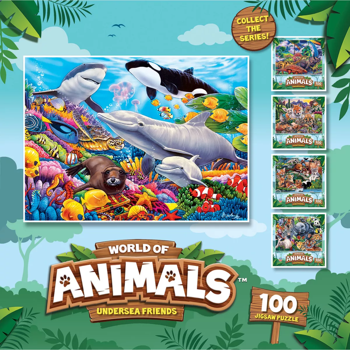 Masterpieces 100 Piece Kids Jigsaw Puzzle - Undersea Friends - 11.5"X15" - Image 4