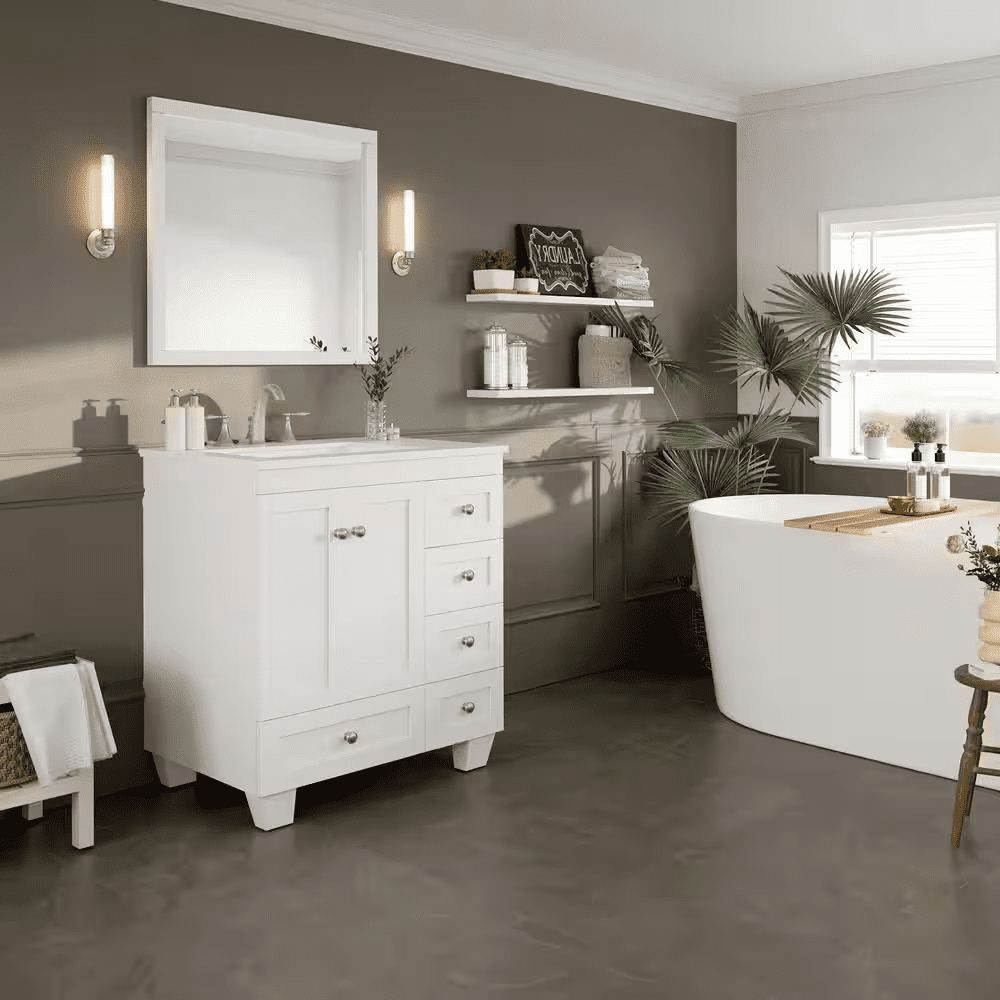Acclaim 30 In. Single Sink White Bath Vanity with White Carrara Quartz Top (Assembled) - Image 11