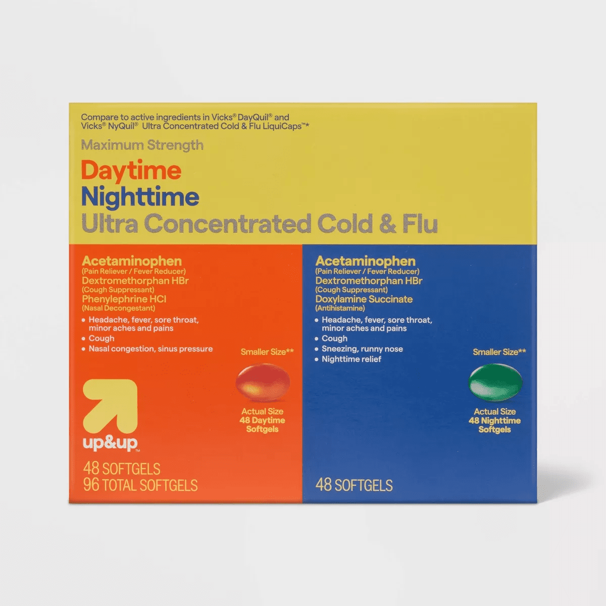 Daytime & Nighttime Maximum Strength Cold & Flu Softgels - 96Ct - Up&Up™