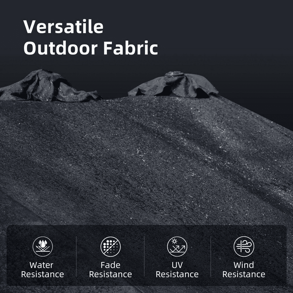 Extra-Large 8.5 X 14.5 Ft. Rectangular Patio Umbrella with Solar Light, Steel Frame, Stand and Sand Bags in Dark Grey - Image 6