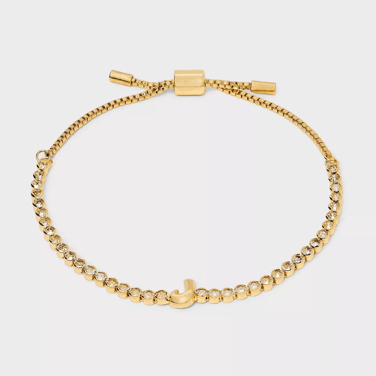 SUGARFIX by Baublebar Crystal Initial Chain Bracelet - Gold - Image 6