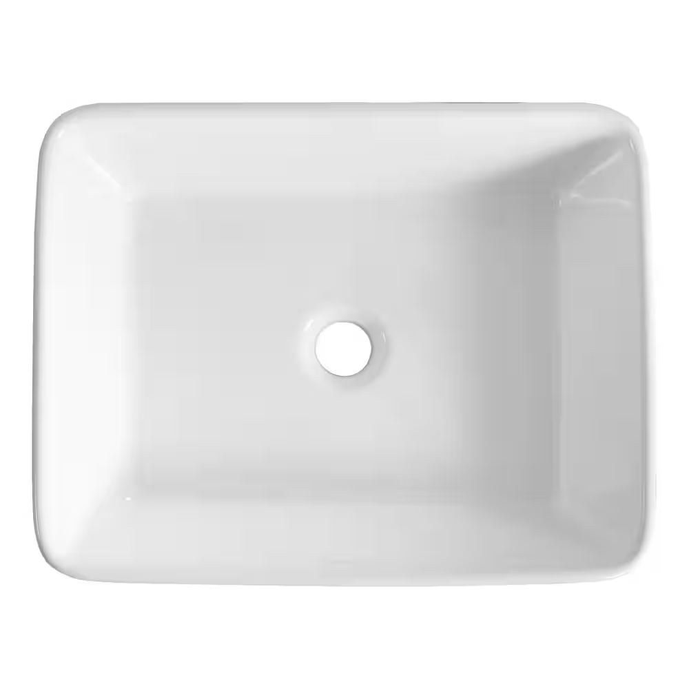 19 In. X 15 In. Rectangular Vessel Bathroom Sink in White Ceramic with Art Basin - Image 13
