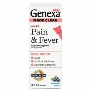 Kids’ Clean Pain & Fever Acetaminophen, Dye Free, Organic Blueberry, 4 Fl Oz