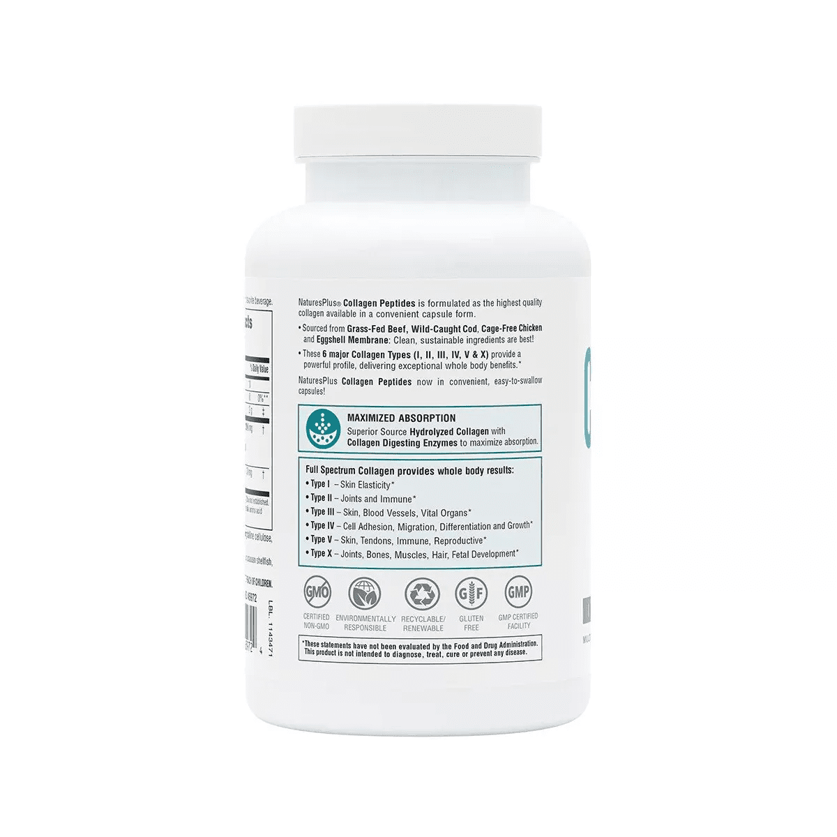 Collagen Peptides Capsules by Nature'S plus - 240 Capsules - Image 3