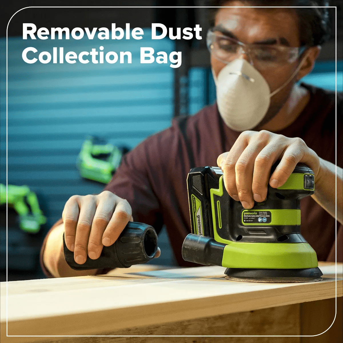 Greenworks POWERALL 24V Cordless 5In Orbital Sander with 2Ah Battery and Charger - Image 4