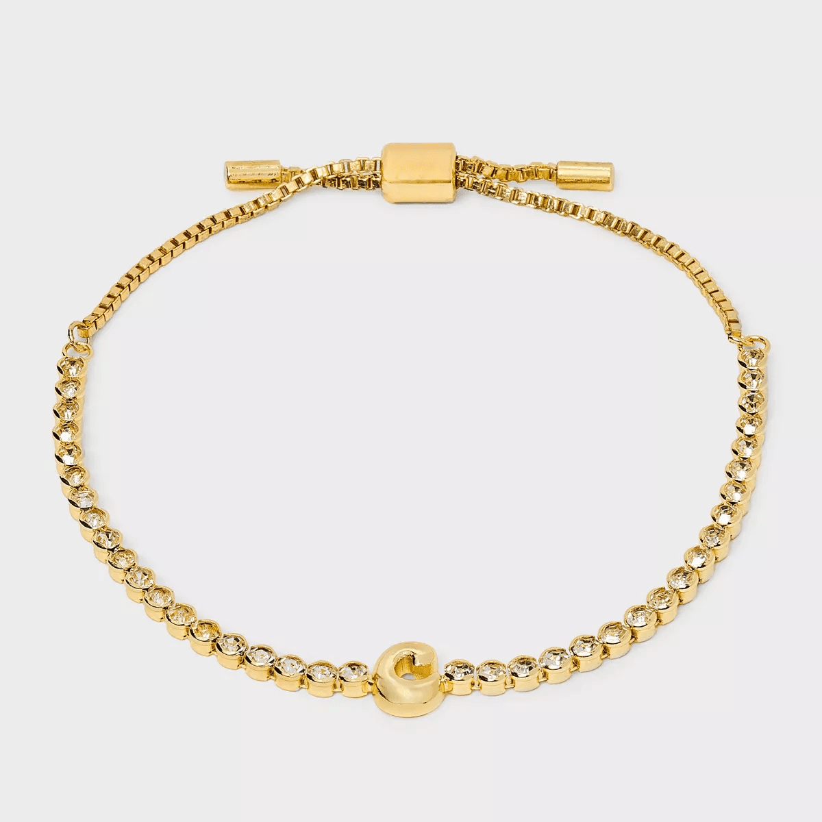 SUGARFIX by Baublebar Crystal Initial Chain Bracelet - Gold - Image 4