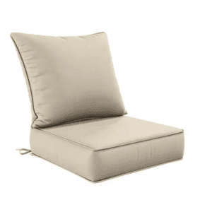 24 In. X 24 In. Deep Seat Outdoor Lounge Cushion with Backrest, Premium Waterproof Patio Furniture Cushions Cream