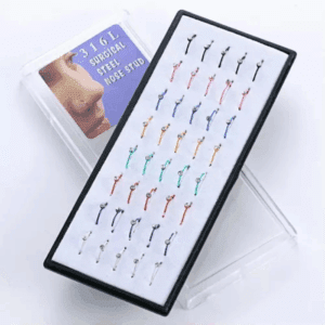 60Pcs Steel Body Piercing Nose Ear Hoop Bone Rings Lip Segment Jewelry-10Mm-Colorful