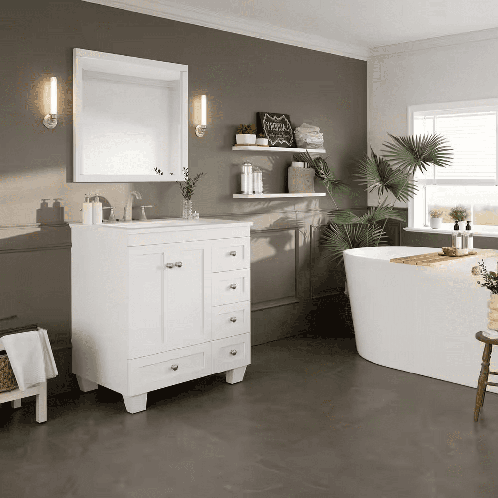 Acclaim 30 In. Single Sink White Bath Vanity with White Carrara Quartz Top (Assembled) - Image 8