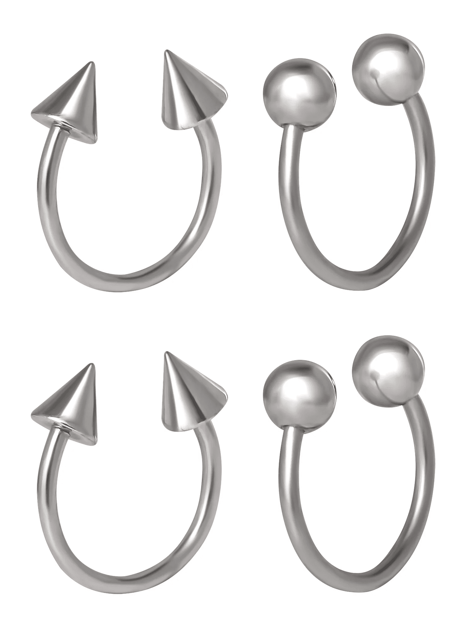 Women'S Stainless Steel 14G Horseshoe Nose Rings, 4 Pack - Image 2