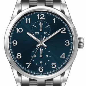 Men'S 41Mm Silver Tone Blue Dial Easy Read Bracelet Watch