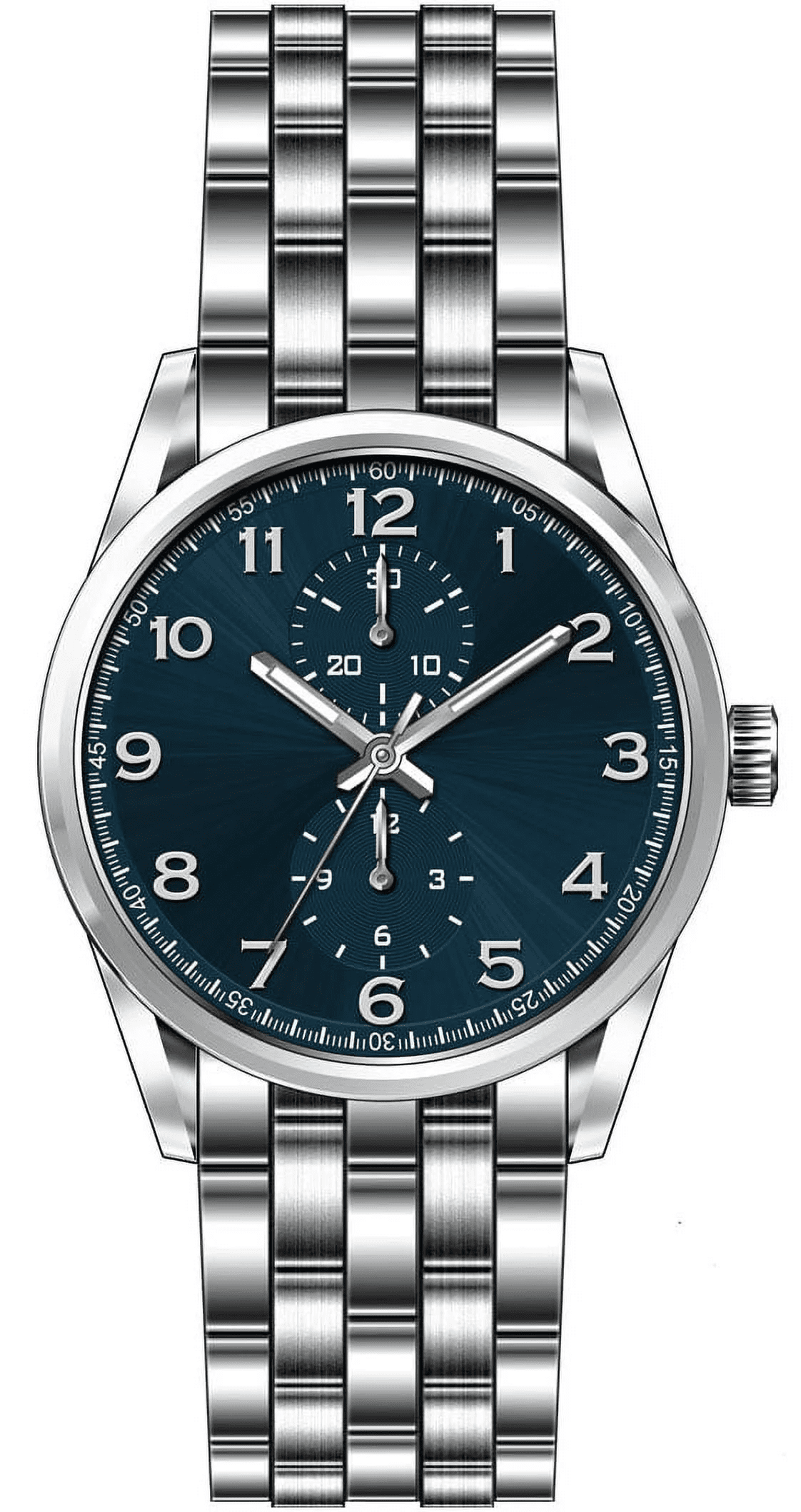 Men'S 41Mm Silver Tone Blue Dial Easy Read Bracelet Watch