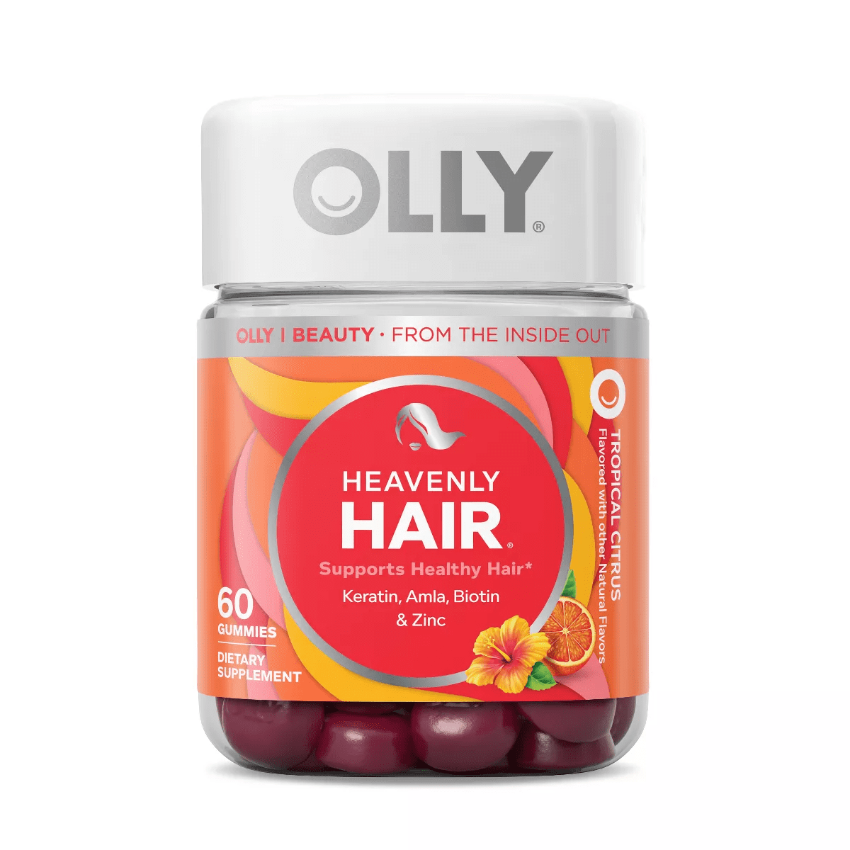 OLLY Heavenly Hair Supplement Gummies with Keratin, Amla, Biotin & Minerals - 60Ct