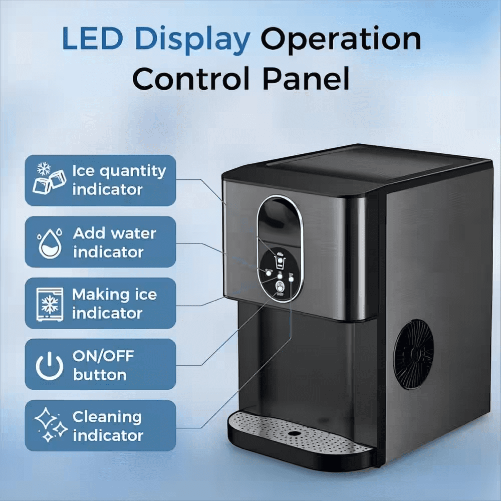 10.63 In. 44 Lbs. Countertop or Portable Nugget/Pebble Ice Maker in Stainless Steel Black - Image 5