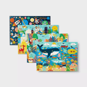 4Pk Jigsaw Puzzles 48-100Pcs - Gigglescape™: Kids, Ages 3+, Fantasy Theme, Problem Solving, Paperboard Material