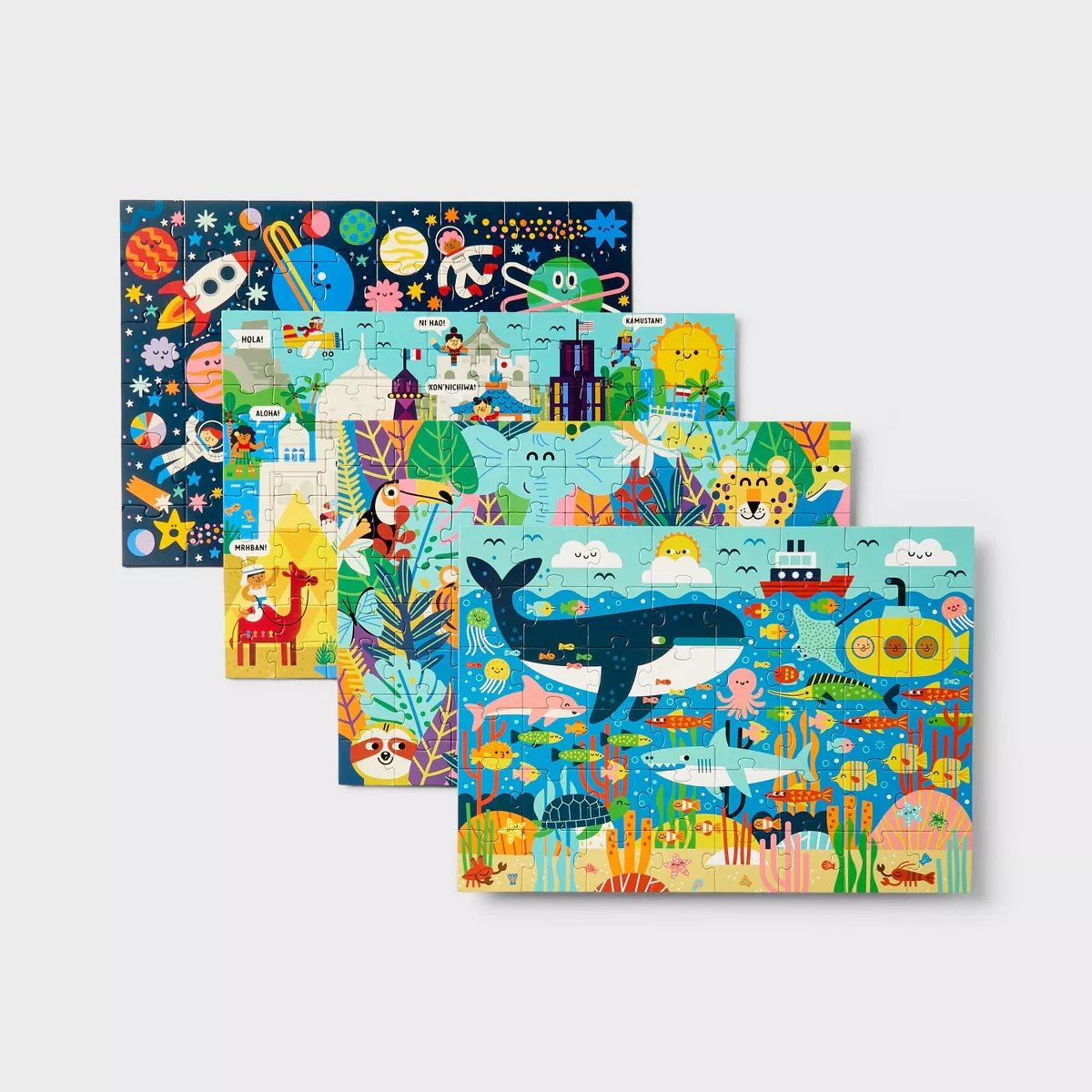 4Pk Jigsaw Puzzles 48-100Pcs - Gigglescape™: Kids, Ages 3+, Fantasy Theme, Problem Solving, Paperboard Material