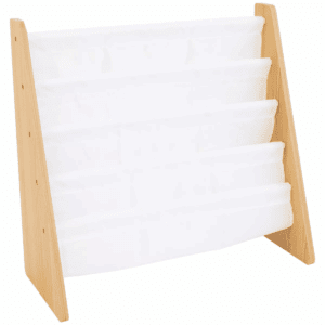 Kids' Journey Bookshelf 4 Tier Book Storage White/ Natural - Humble Crew: Toddler Story Book Shelf for Kids Room