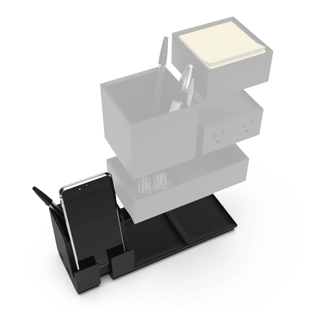 Office Konnect Desk Organizer Power Base with Phone Stand Black - Bostitch: Desk Phone Holder & Charger, Office Supplies - Image 5