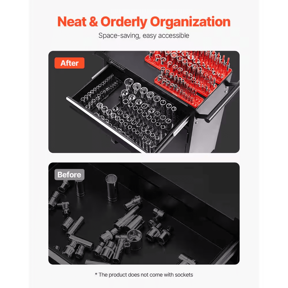 Socket Organizer Set, 8PCS High-Rod Socket Holder, 1/4 In., 3/8 In. & 1/2 In. Metric SAE Socket Trays - Image 4