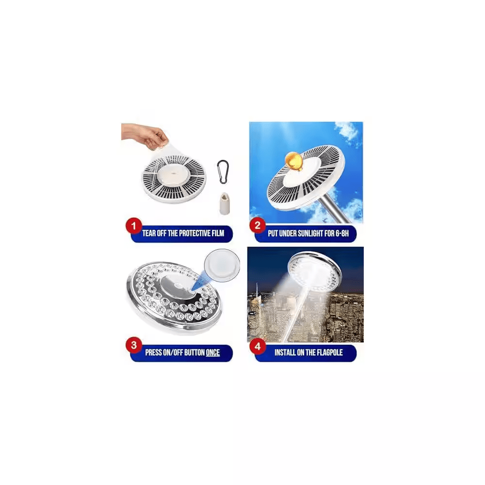 9.5 In. Solar Powered Flag Pole Light, 1300 Lumen, Weatherproof, for Most Flagpoles - Image 9