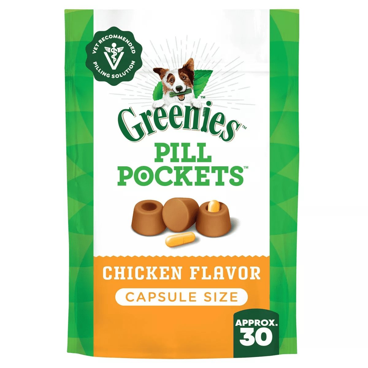Greenies Chewy Dog Treats Pill Pockets Chicken Capsule Size
