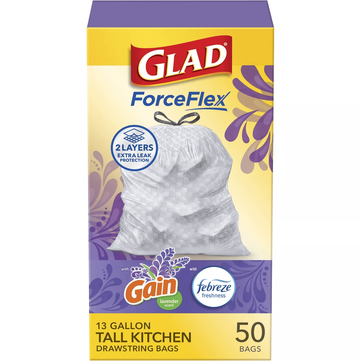 Glad Forceflex Tall Kitchen Drawstring Trash Bags - Febreze Lavender - 13 Gallon - Image 17