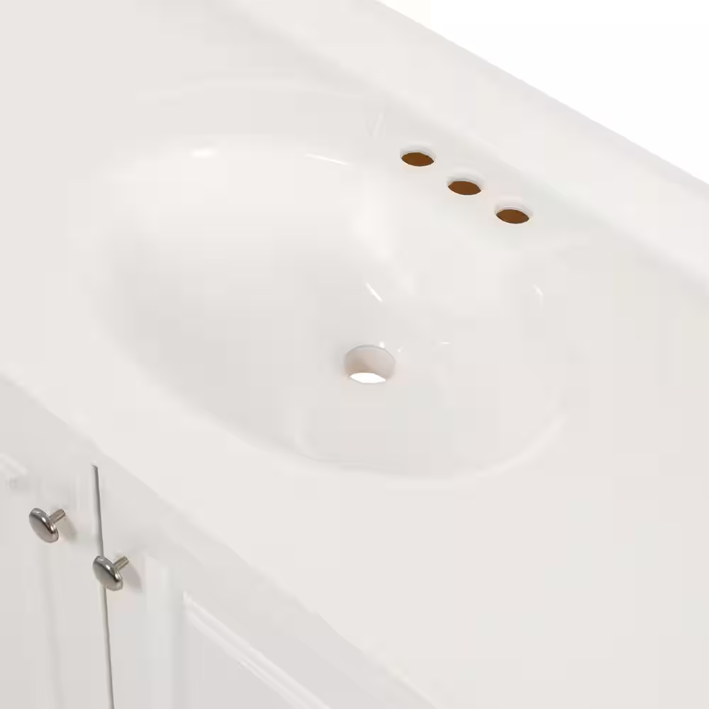 37 In. Single Sink White Bath Vanity with Cultured Marble Top (Assembled) - Image 12