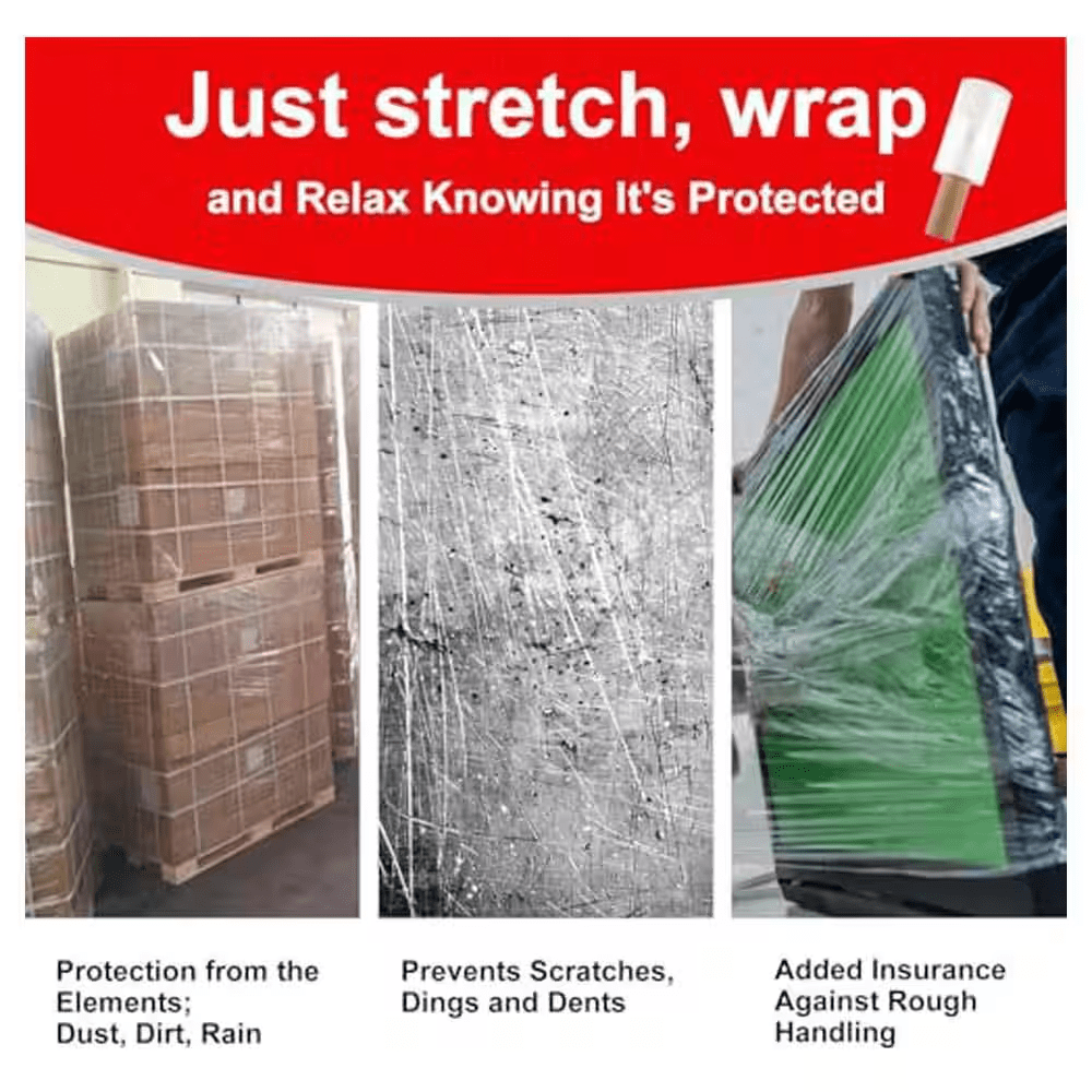 4.7 In. X 492 Ft. Transparent Polyethylene Stretch Wrap Film with Handle Durable Tear Resistant Eco-Friendly - Image 8
