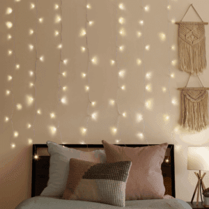 200-Count Warm White LED Curtain String Lights, Usb-Powered with Remote, 7 Ft X 6.2 Ft, Indoor Use
