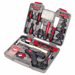 Apollo Tools 144Pc Household Tool Kit with 4.8V Cordless Screwdriver [US_DRIVER_LICENSE] Red: Steel Alloy, Screwdrivers Set