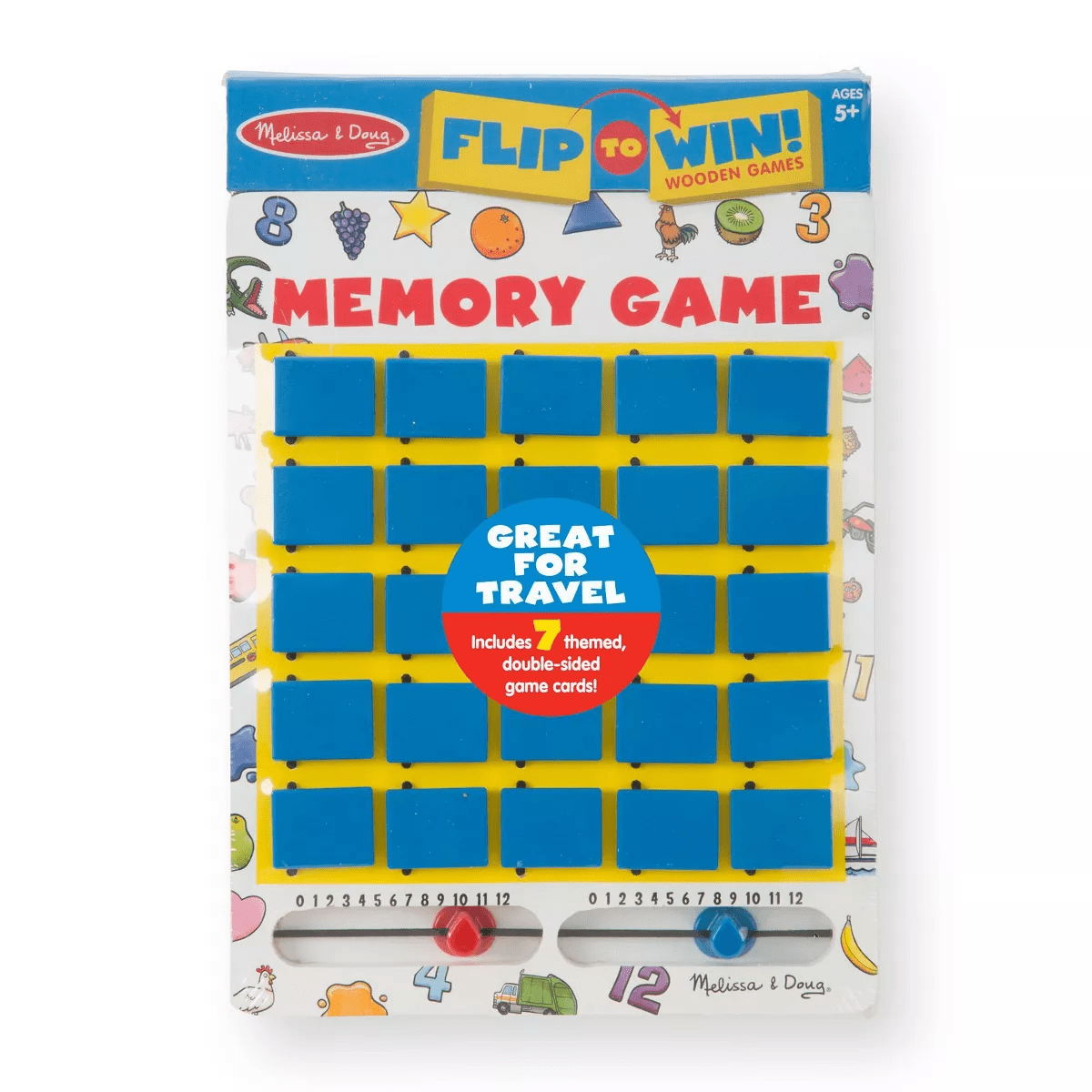 Melissa & Doug Flip to Win Travel Memory Game - Wooden Game Board, 7 Double-Sided Cards - Image 3