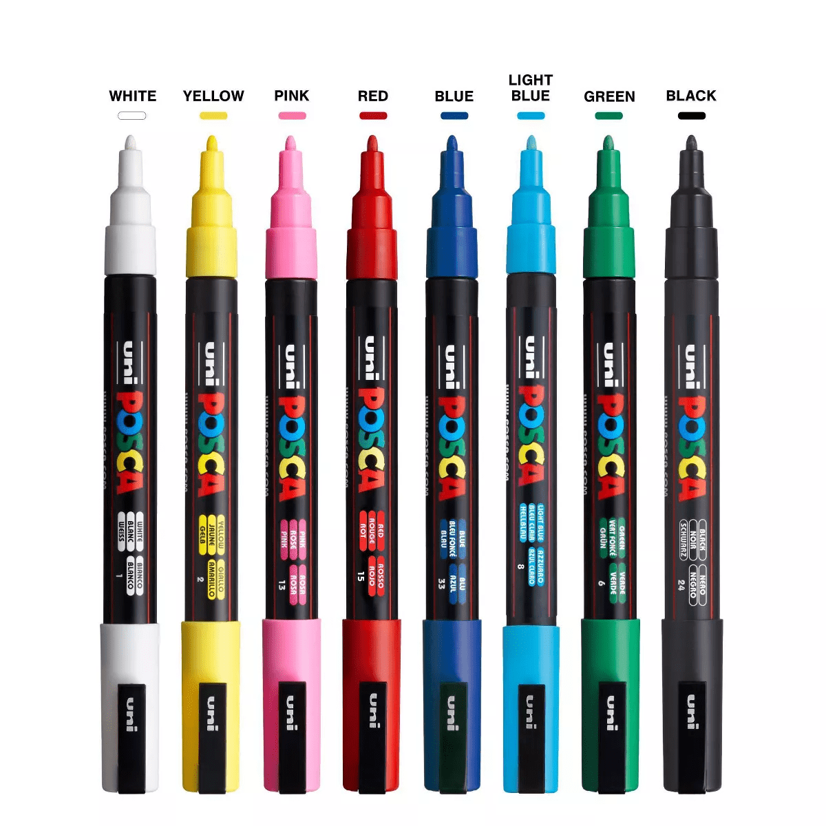 Uni POSCA 8Pk PC-3M Water Based Paint Markers Fine Tip 0.9 -1.3Mm in Assorted Colors - Image 5