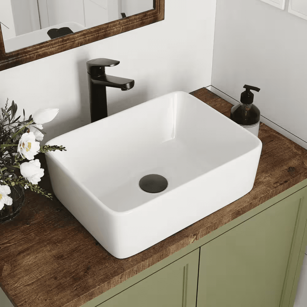 Liberty 16 In.X 12 In. Vessel Bathroom Sink in White Ceramic, Faucet Not Included