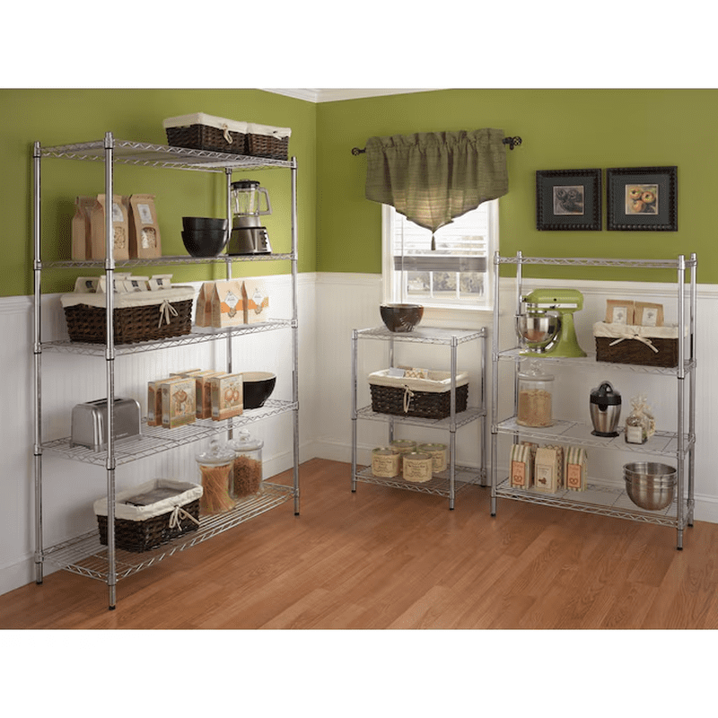 4 -Tier Chrome Metal Utility Shelving Unit with Wire Shelves ( 35.7-In W X 14-In D X 53-In H ) - Image 3