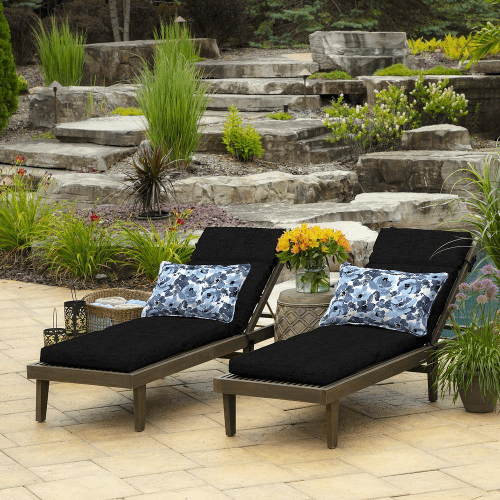 21 In. X 72 In. Outdoor Chaise Lounge Cushion in Black Leala - Image 9