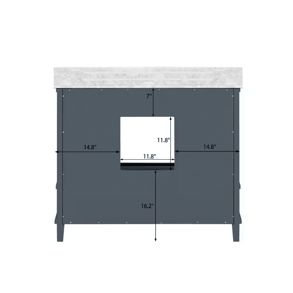 Merryfield 43 In. Single Sink Dark Blue-Grey Bath Vanity with White Carrara Marble Top (Assembled) - Image 10