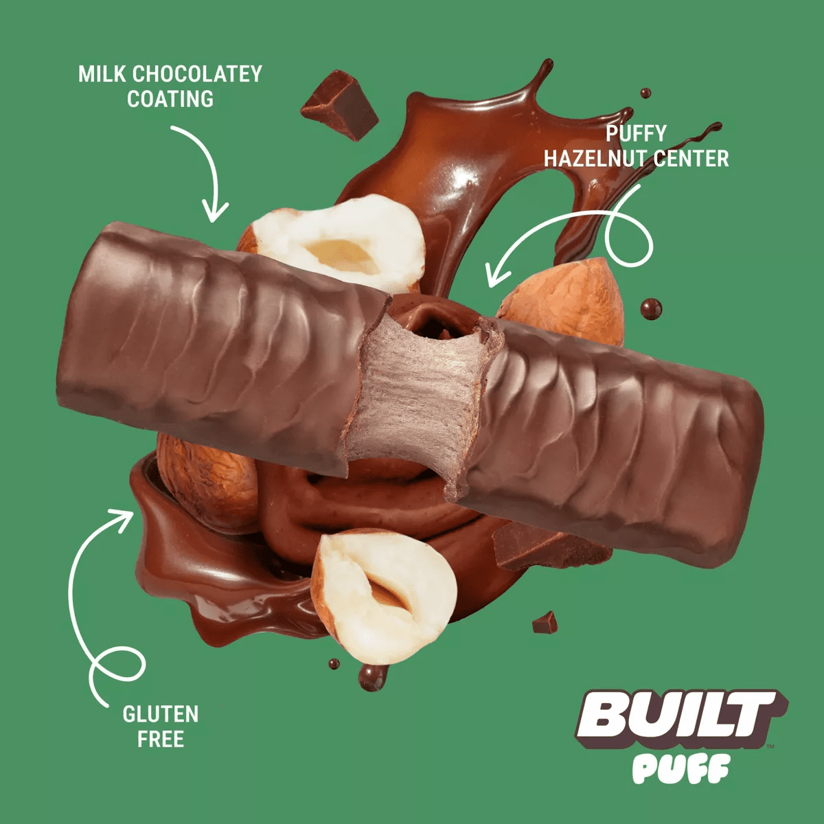 Built Bar Holiday Chocolatey Hazelnut Puff Protein Bar - 16G Protein - 1.41Oz - Image 3