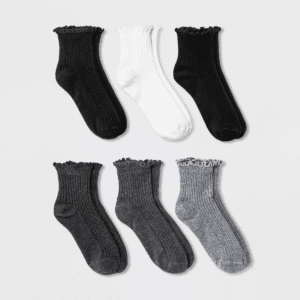 Women'S Lettuce Edge 6Pk Ankle Socks - a New Day 4-10