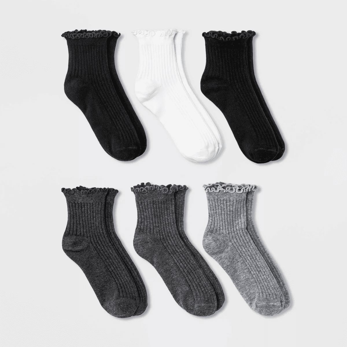Women'S Lettuce Edge 6Pk Ankle Socks - a New Day 4-10