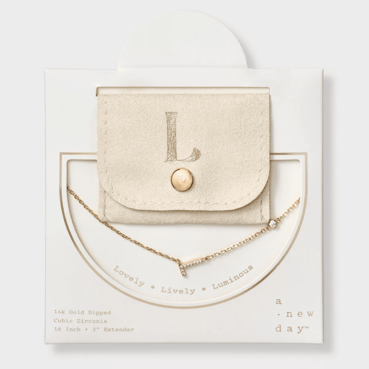 14K Gold Dipped Cubic Zirconia Initial Necklace - a New Day - Image 14