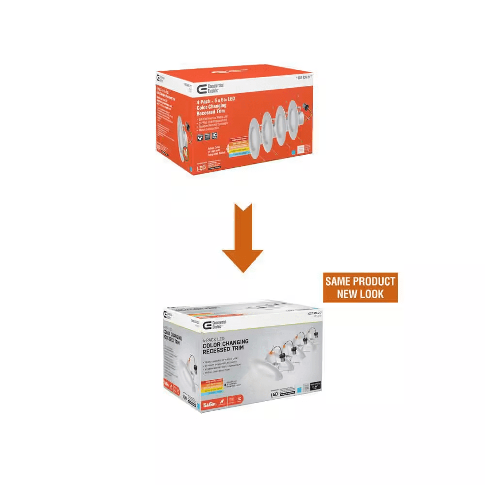 5/6 In. Integrated LED Recessed Retrofit Light Trim with Selectable Color Temperature, (4-Pack) - Image 2