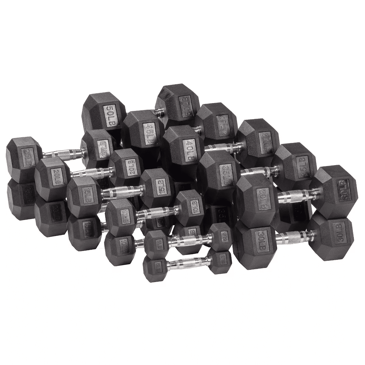 Signature Fitness Hex Dumbbells Non-Slip Free Weights Full Body Strength Training Home Gym Workout Equipment Set - Image 4