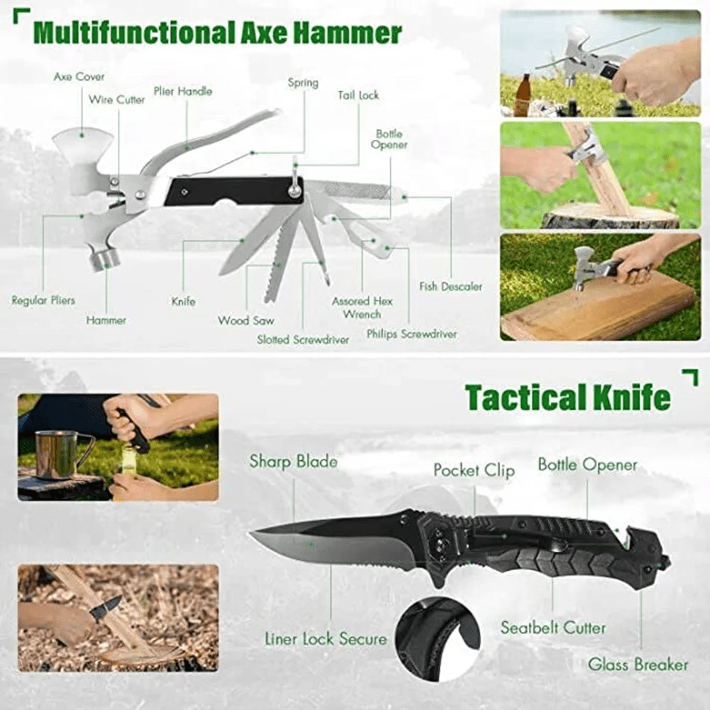 Survival Kit and First Aid Kit, 142Pcs Professional Survival Gear and Equipment for Boating Hunting Camping Hiking Outdoor Adventure - Image 9