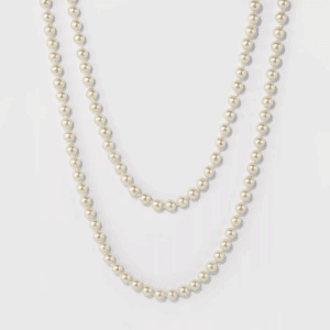 Long Faux Pearl Necklace - a New Day™ Silver/White: 60-Inch Beaded  with 3-Inch Extender, Glass and Plastic Material