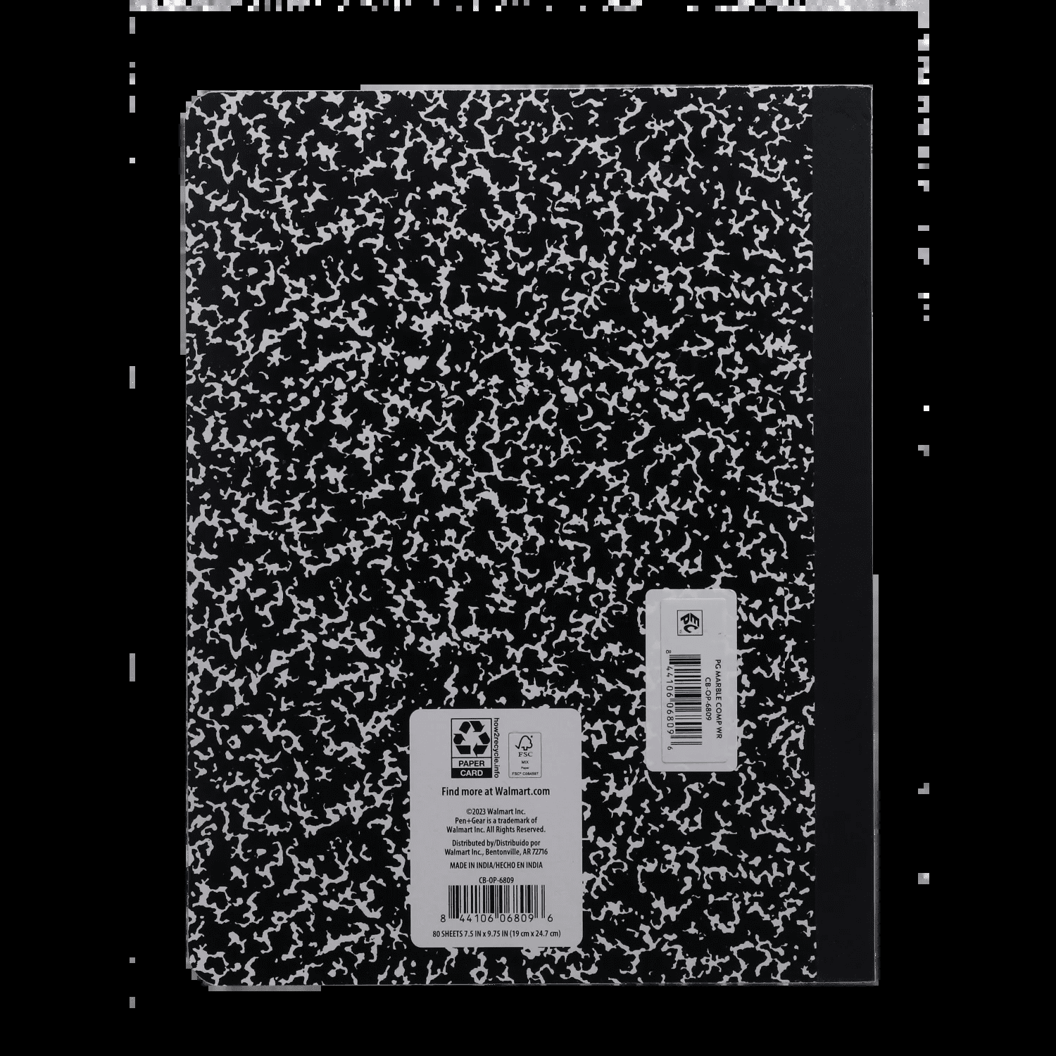 Composition Book, Wide Ruled, 7.5"X 9.75", Marble Design, Paper Cover, 80 Sheets - Image 3