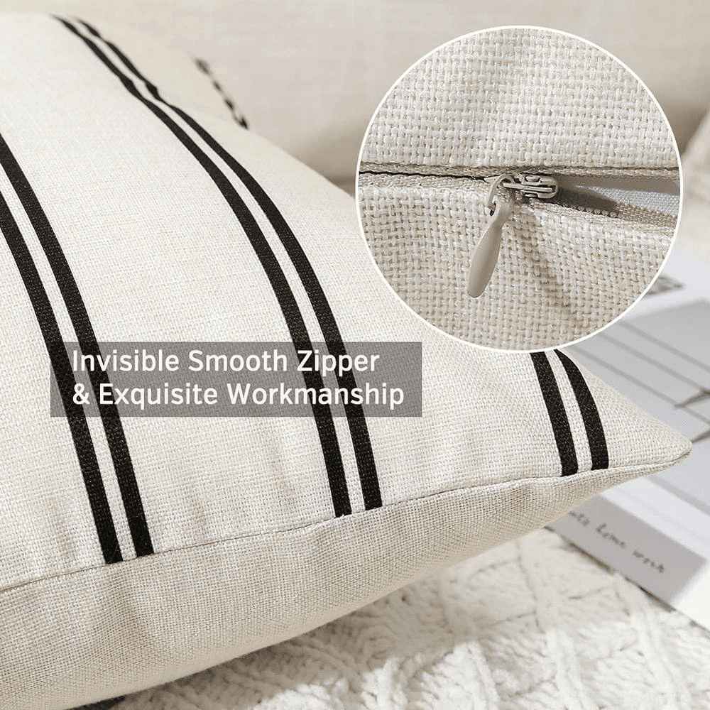 18 In. X 18 In. Waterproof Modern Geometry Outdoor Black Throw Pillow Covers with Hidden Zipper (4-Pack) - Image 4